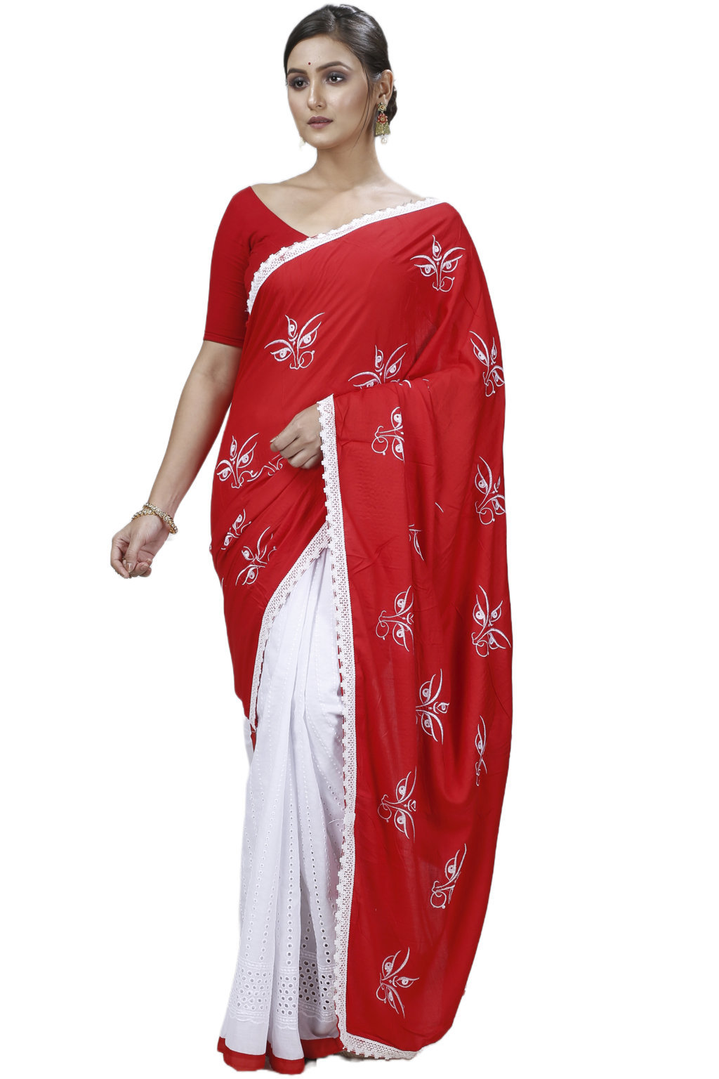 Red Pure Cotton Tiro Hand Loom Saree (13)